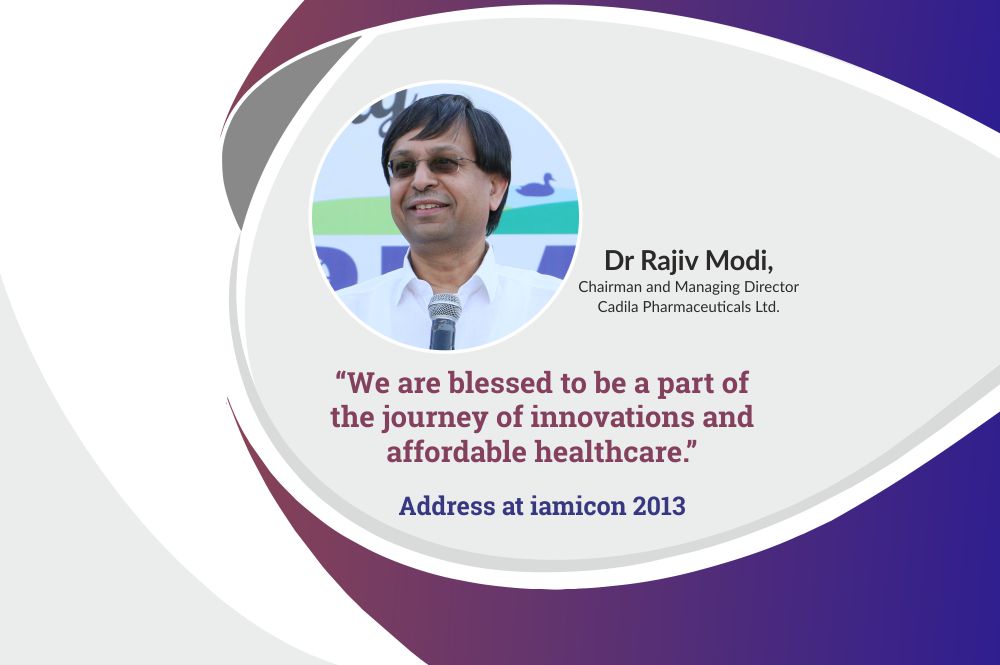 Dr Rajiv Modi, Chairman and Managing Director of Cadila Pharmaceuticals, inaugurates iamicon 2013 with a riveting speech